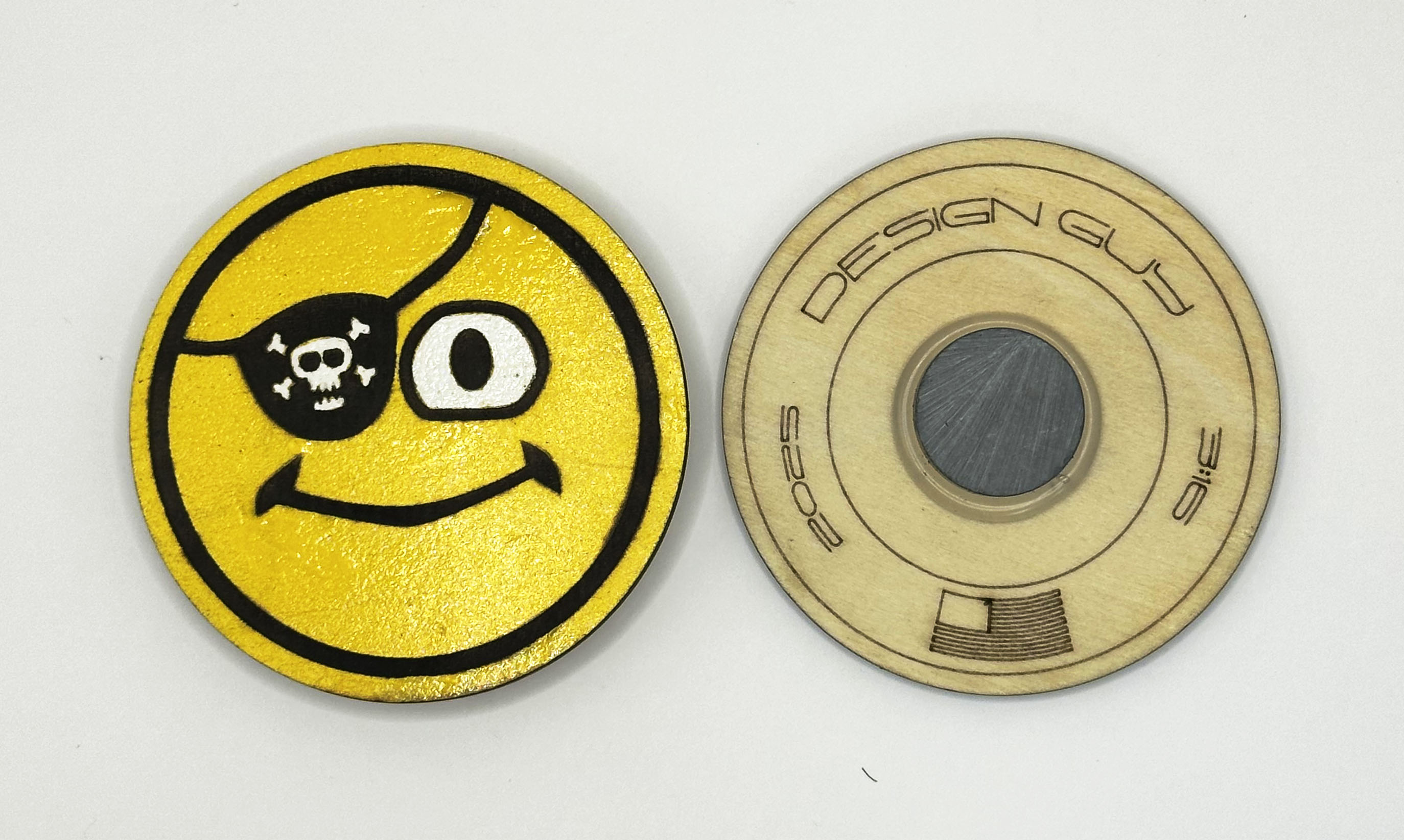 Another style of laser engraved smiley face magnet
