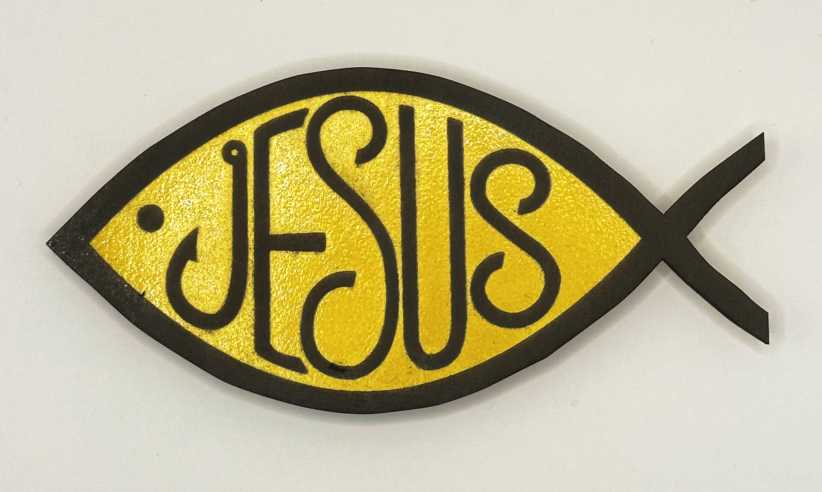 Laser engraved Jesus fish refrigerator magnet